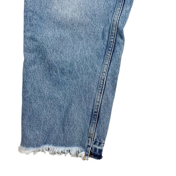 ZARA Button Fly 100% Cotton Rigid Denim Distressed 90’s loose fit Jeans - Picture 7 of 9